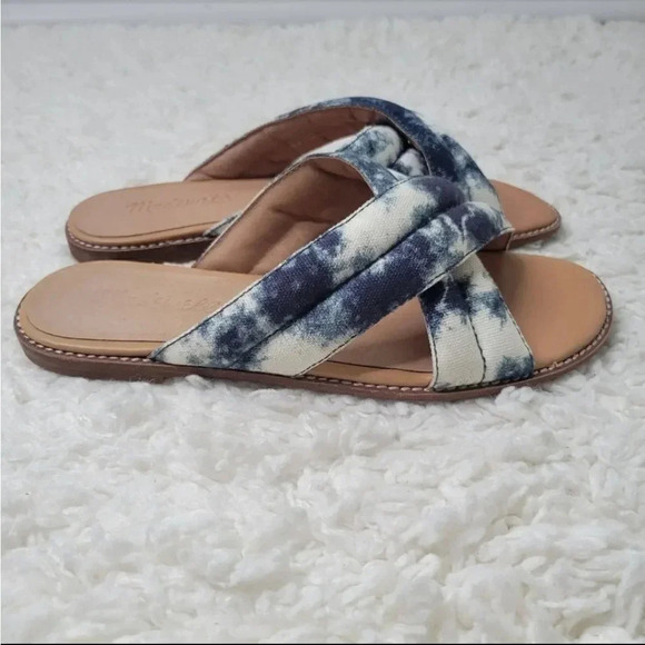 Madewell The Skyler‎ Slide Sandal in Tie-Dye Blue White Size 7 - Picture 6 of 8